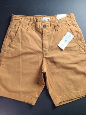 True Craft Khaki Shorts Size 29 W Flat Front 9" Inseam Trolly Tan New NWT